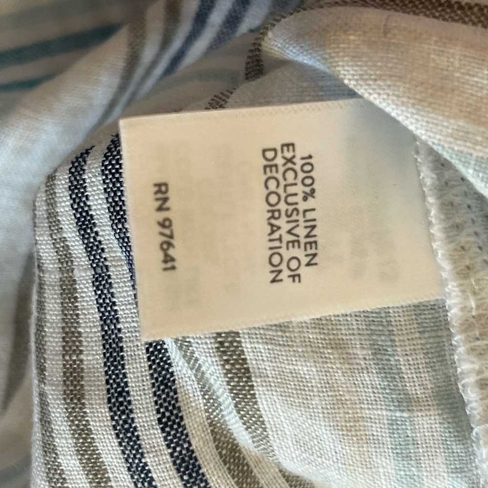 J Jill Love Linen Top L Petit Blue Stripe Embroidery Peasant Blouse Coastal Boho - Picture 5 of 14